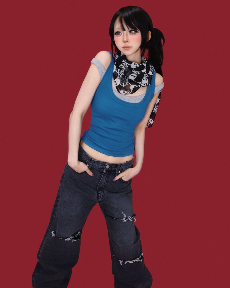 jojo cutting denim pants (2color)