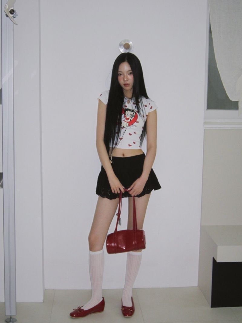 Black Lady Punching Mini Skirt