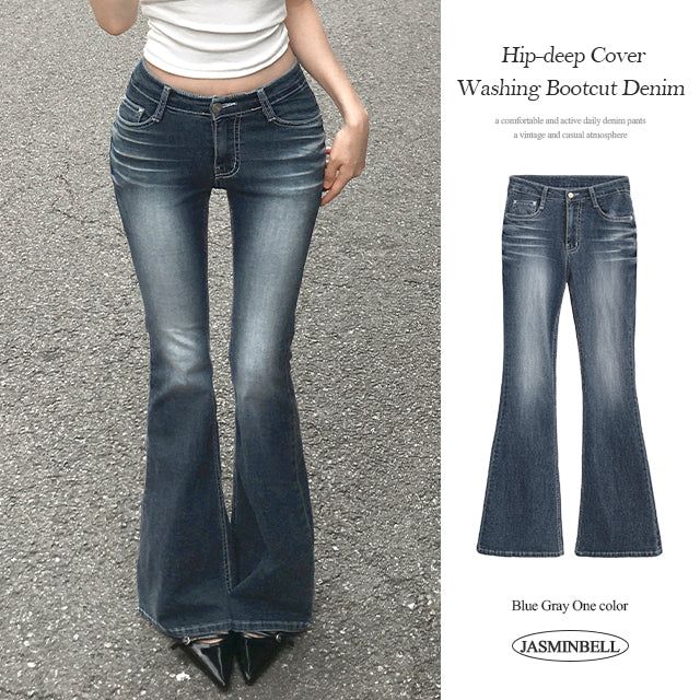 Cahi Washing Back Pocket Bootcut Pants