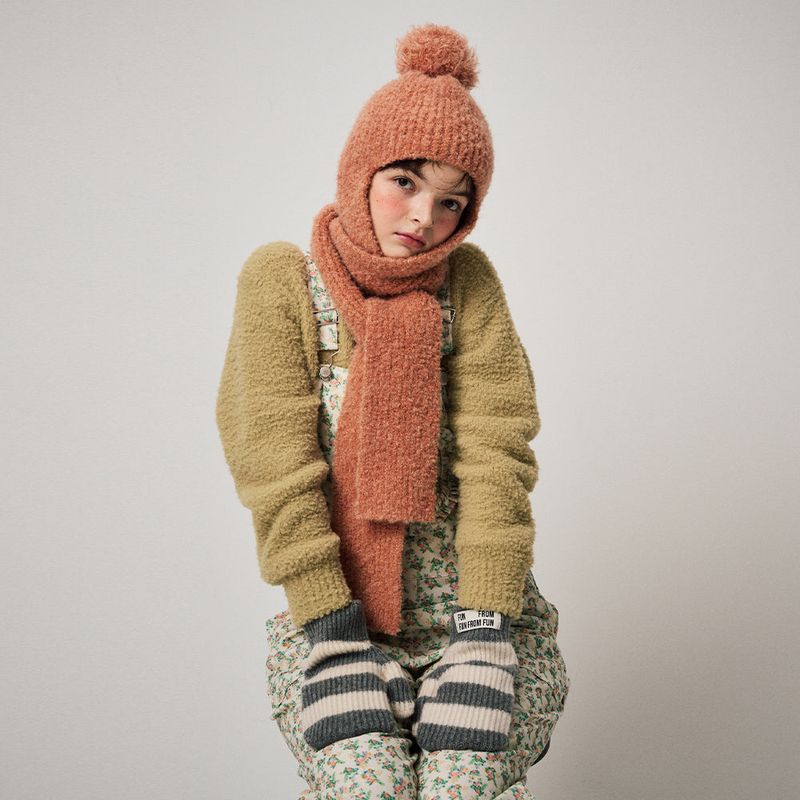 STRIPE MITTENS, GREY+IVORY