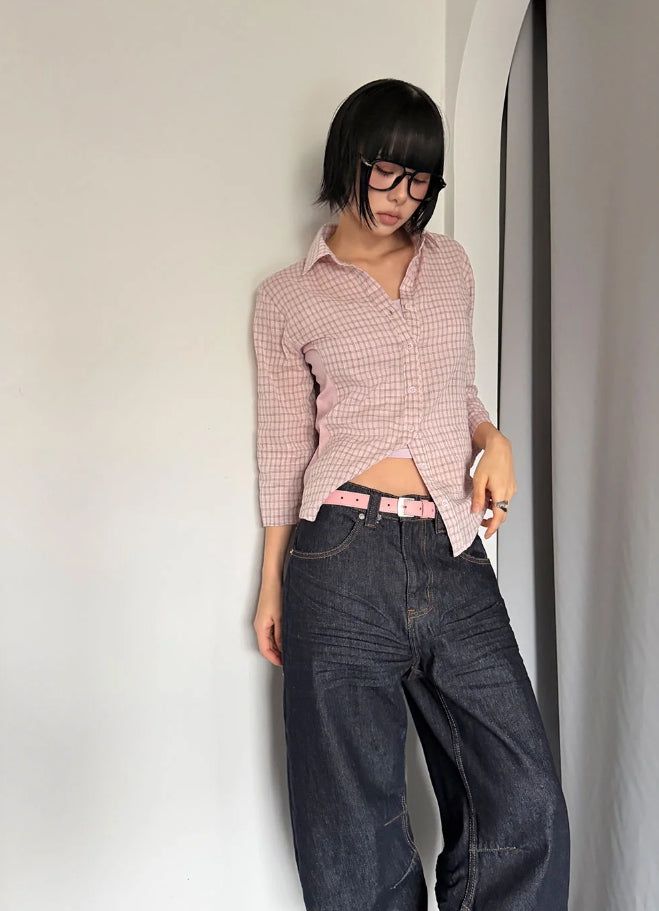 DART CURVED DENIM PANTS