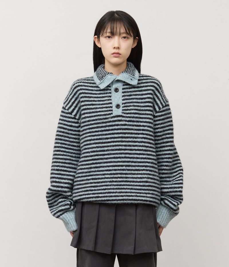 HIFIFNK(ハイファイファンク)の「Hawk Striped High Neck Knit(Tops)」