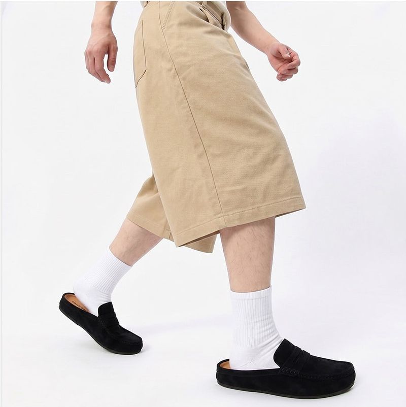 Suede Loafer Slides Black