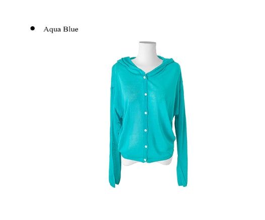 Hobin See-Through Knit Hood Cardigan
