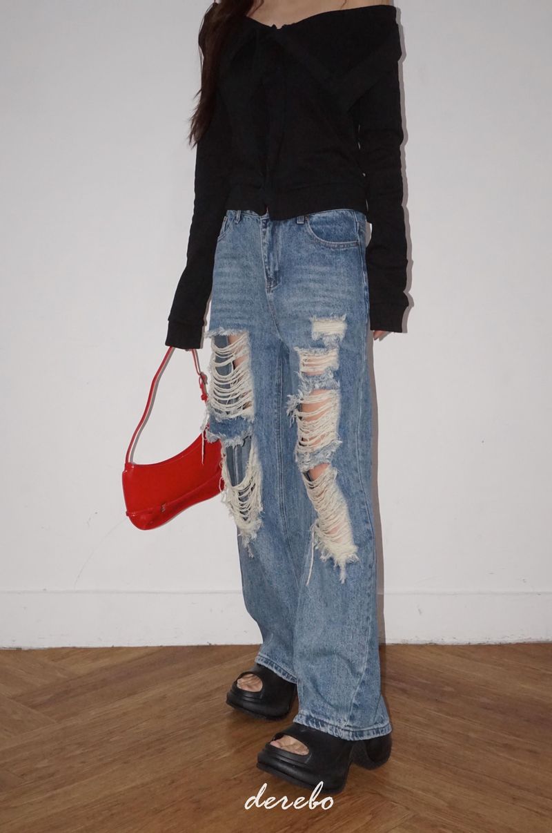 Vintage open wide denim pants