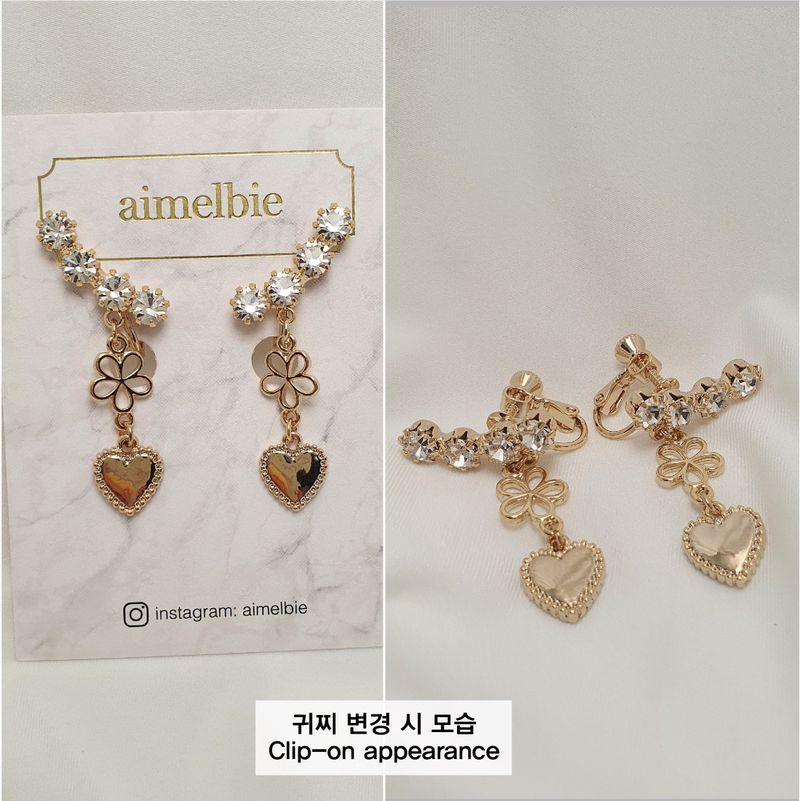 Flower Heart Wing Earring