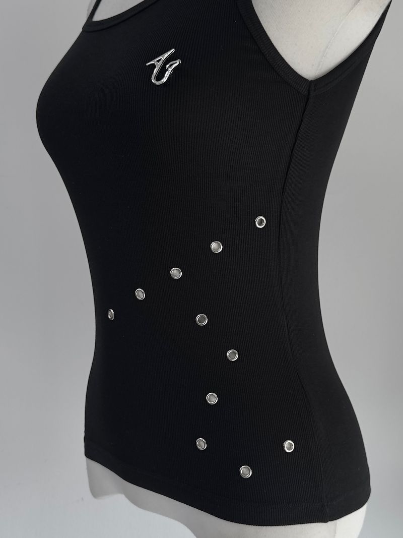 silent symbol eyelet sleeveless (black)