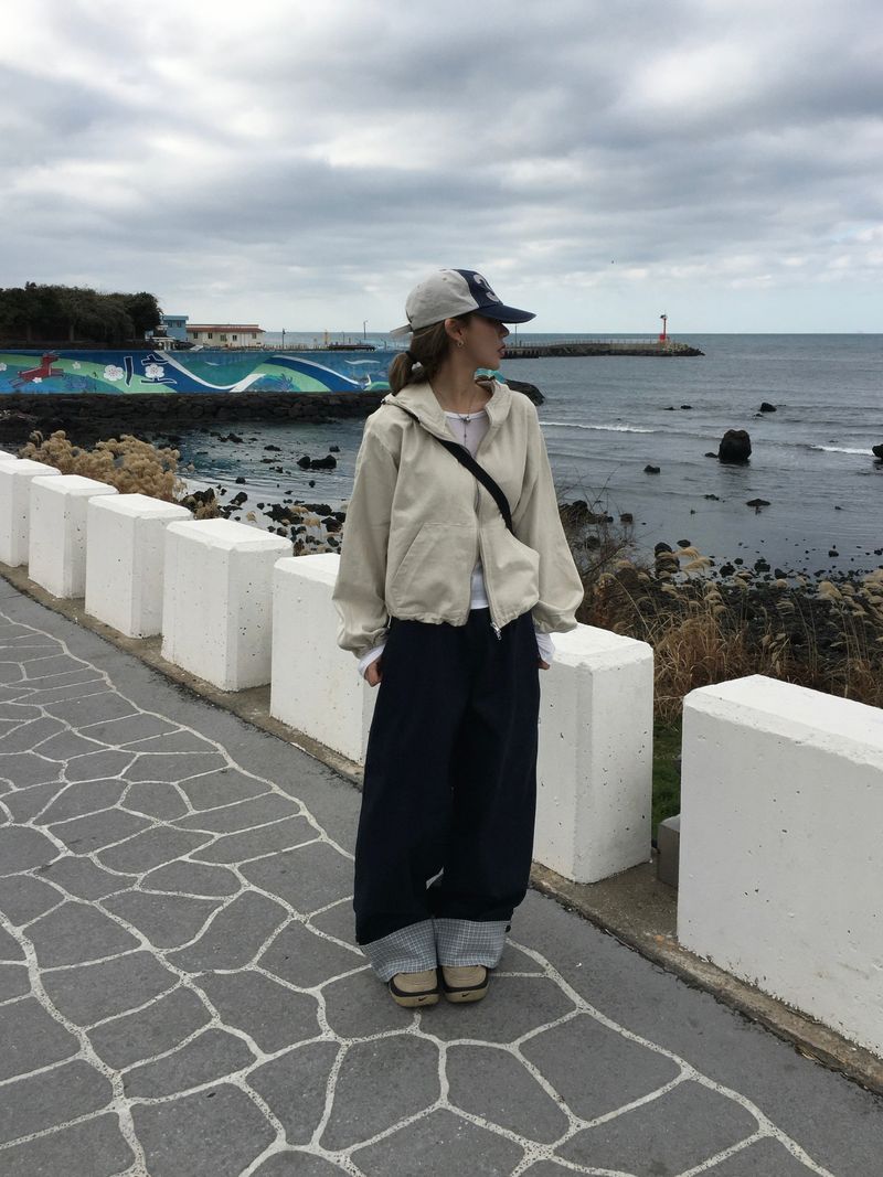 Checky Button Roll-up Wide Pants (2c)