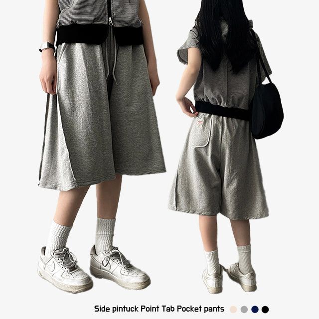 Eiki Side Pintuck Pocket Tab Banding Shorts