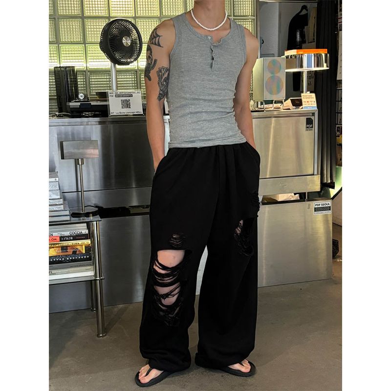 [MUSCLE FIT] Curve slit henry neck sleeveless(5color)