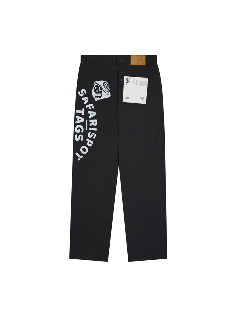 MULTI SKULL STRAIGHT COTTON PANTS (CHARCOAL)