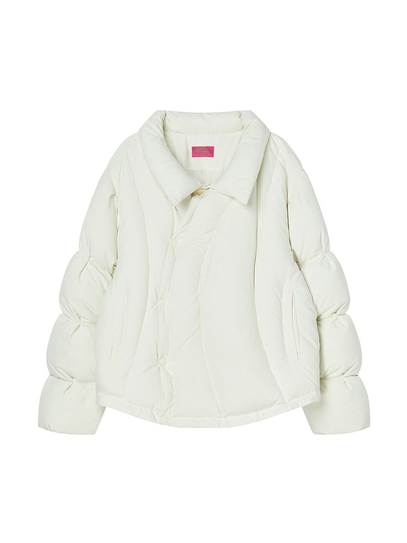 CURVE LINE COLLARED DOWN PUFFER (IVORY)