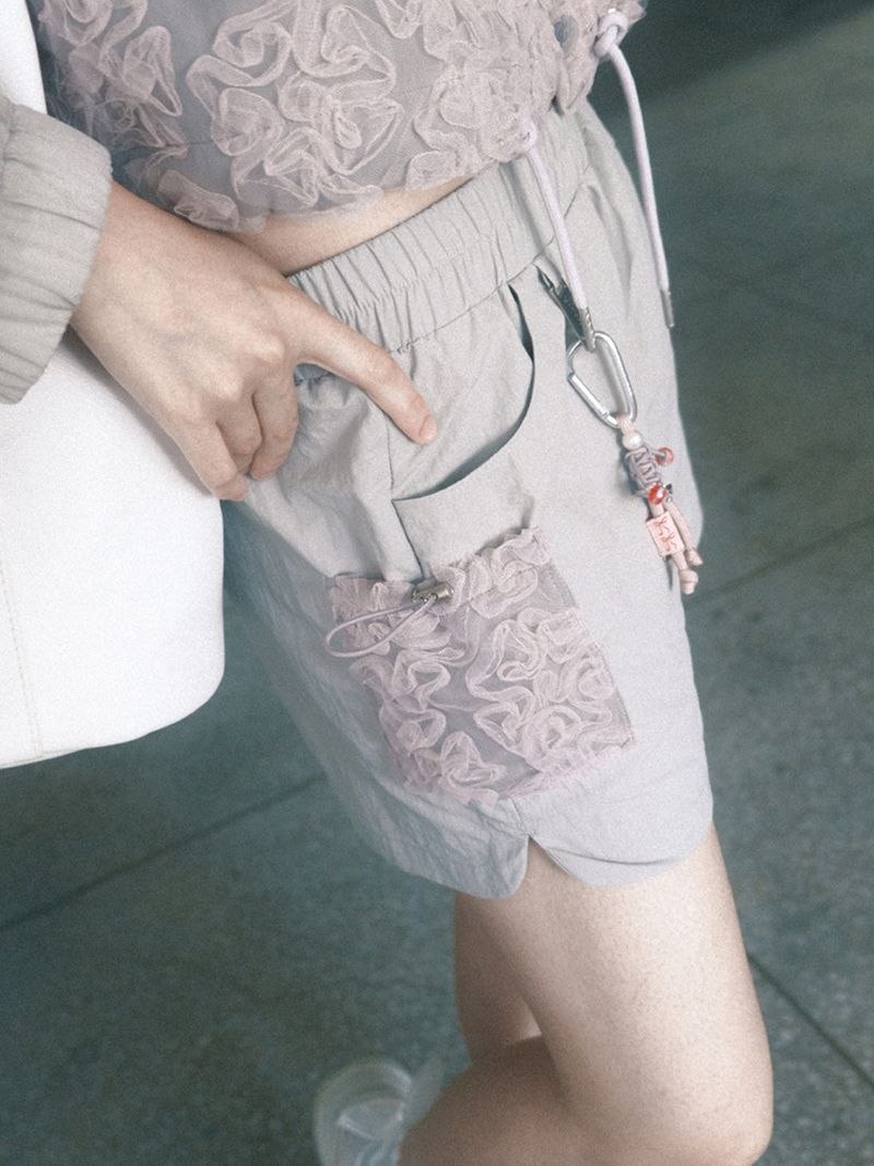 Lace Cargo Pants (Grey)
