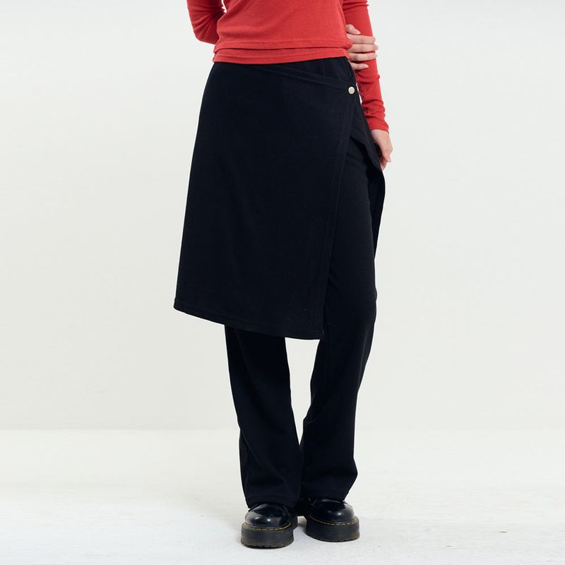 Wrap Skirt Pants Black