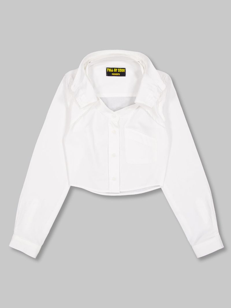 Crop Double Collar Shirts (White)