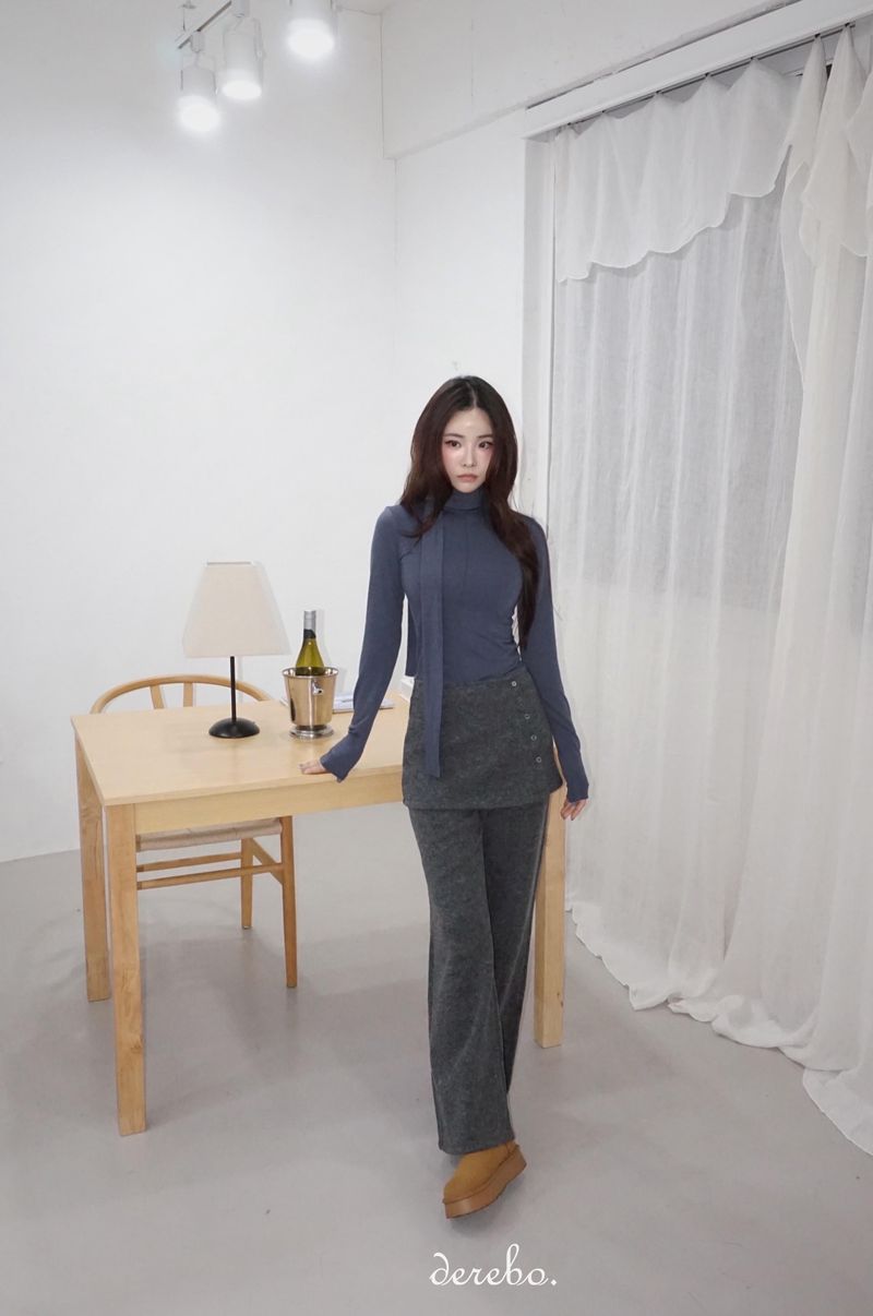 Layered skirt long knit pants