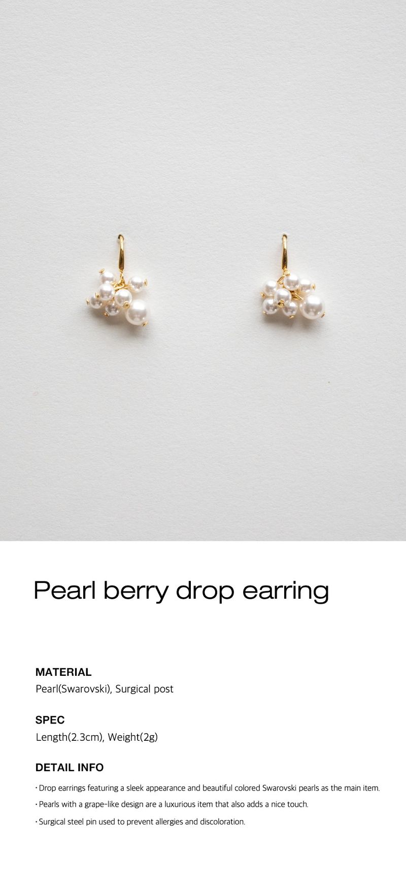 Pearl berry drop earring