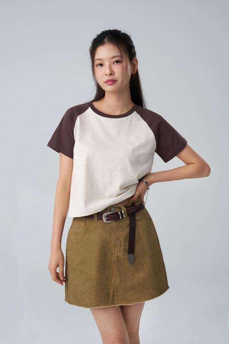 (W) grunge washed skirt pants