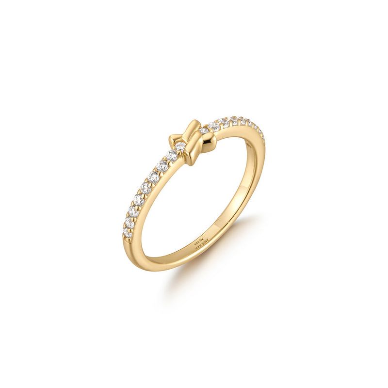 Cross Cubic Zirconia 925 Silver + 14k gold plating Ring R061-01G