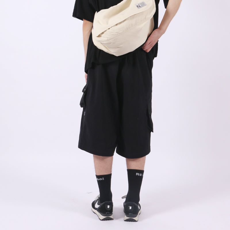 RELABEL Black Work Shorts with Multiple Pockets