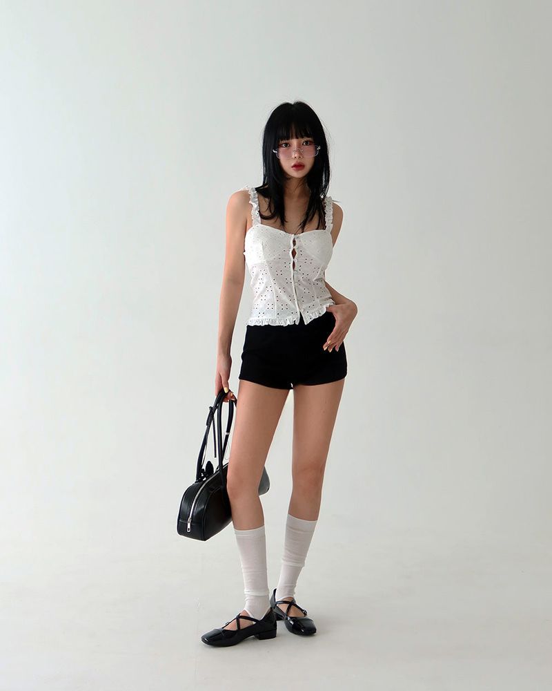 a punching eyelet bustier blouse