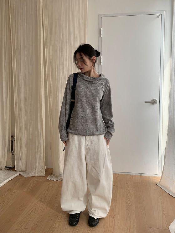 Burhit Unbalance Ribbed Hoodie
