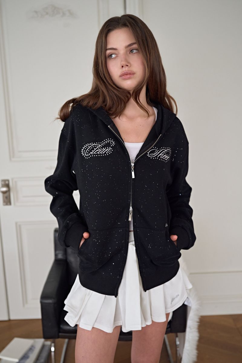 Kleesier（クリーシーア）の「Twinkle Dust Hooded Zip-up, Black（Tops）」