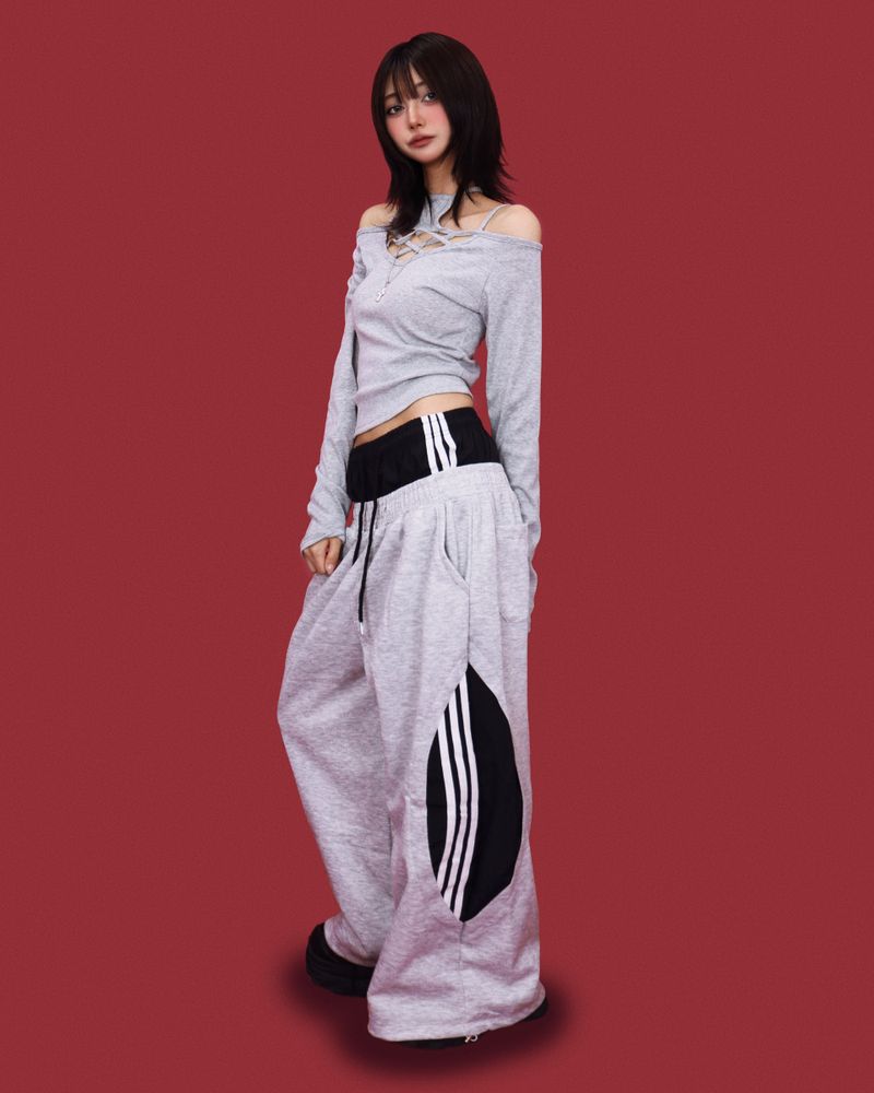 layer sagging trek wide pants (2color)