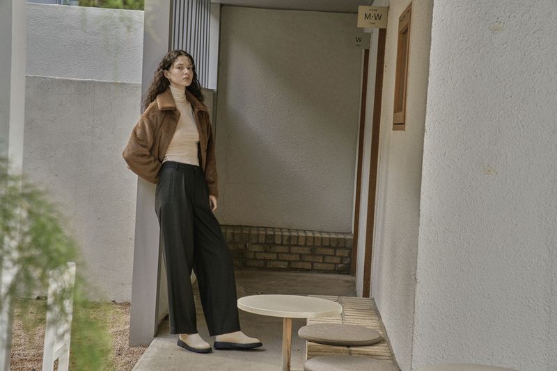WOOL TWILL SETUP PANTS_DEEP KAHKI