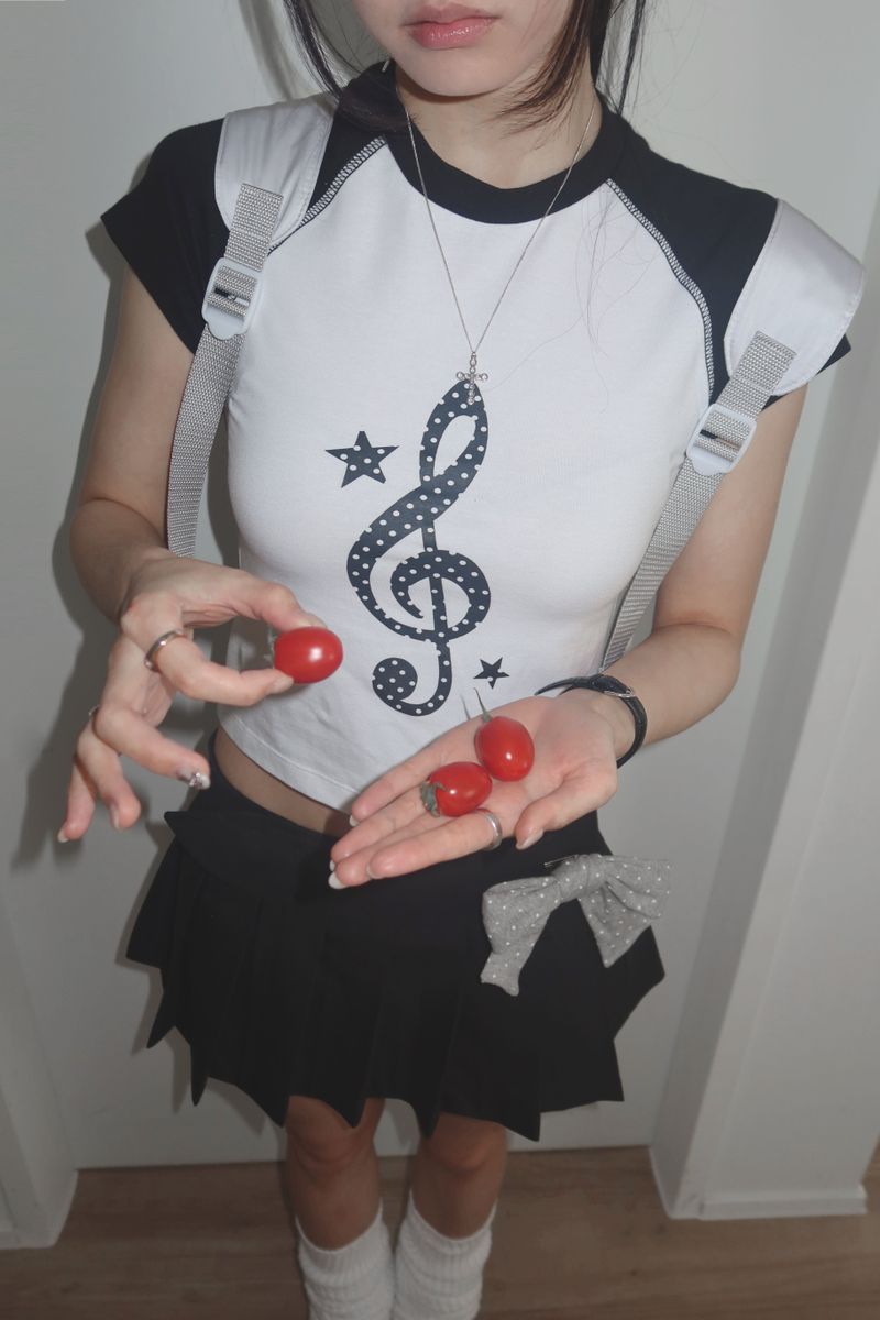 Note raglan tee _ White