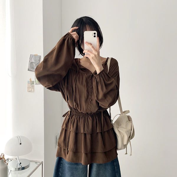 Miel V-neck String Shirling Kang Kang Dress