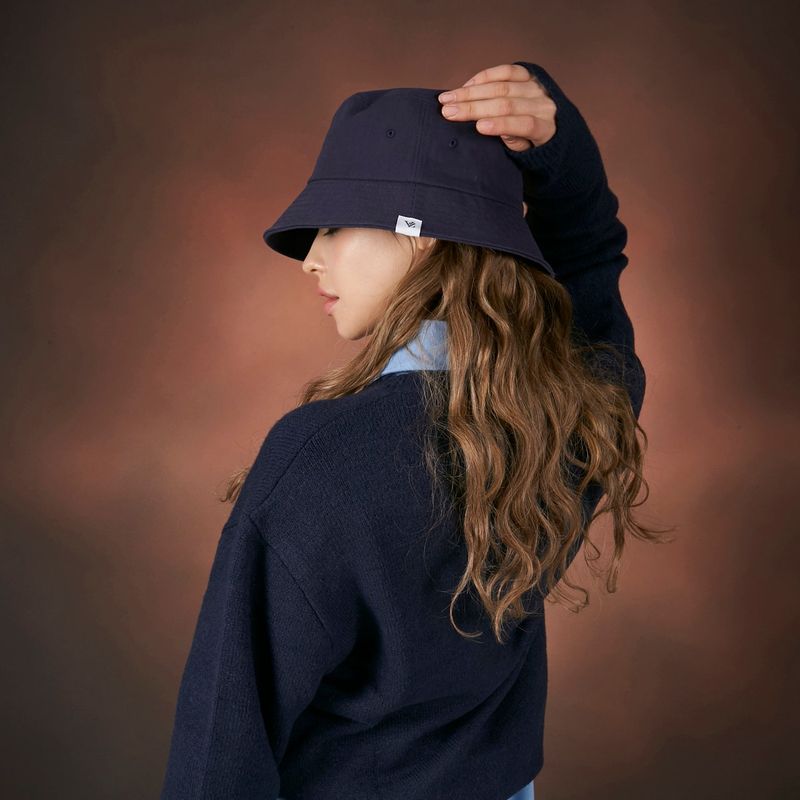 Herringbone label bucket hat NAVY