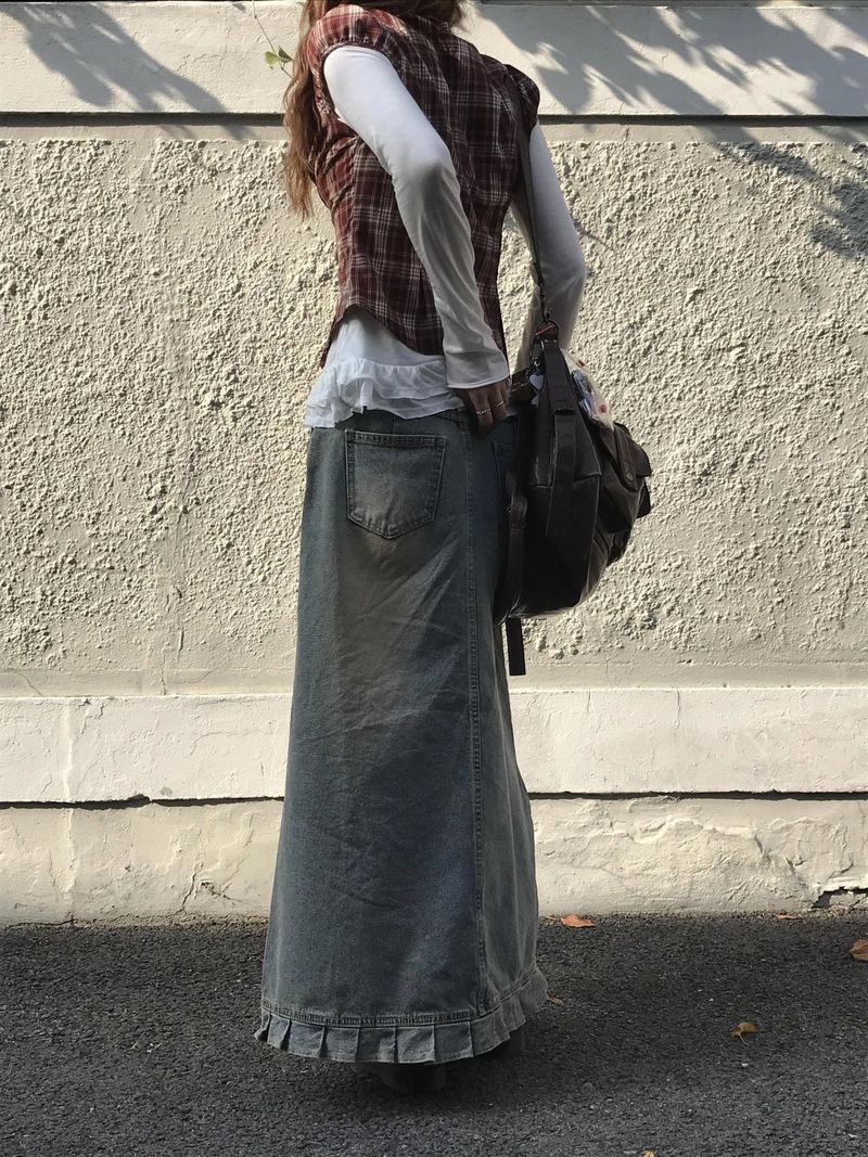 inall vintage denim skirt