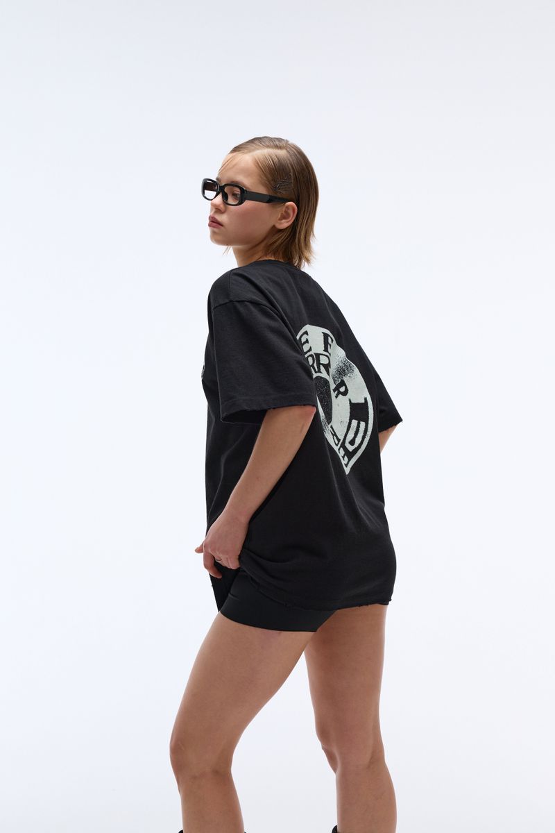 EEERRR Record artwork damage washing T-shirt (Black)