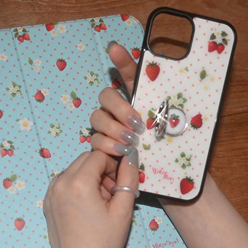 [MADE] fruits dot case (strawberry) - ivory