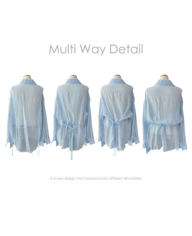 Back Note Back Strap Oversized Long Sleeve Shirt