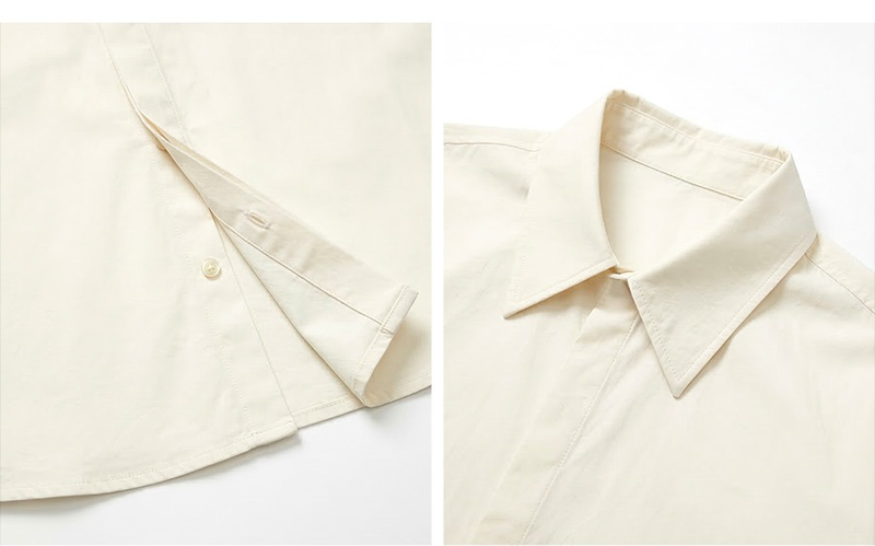 Overfit Stretch Crop Shirt Ivory