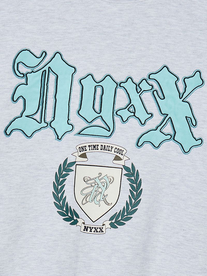 EMBLEM PATCHWORK SWEATSHIRT (HEATHER GREY)