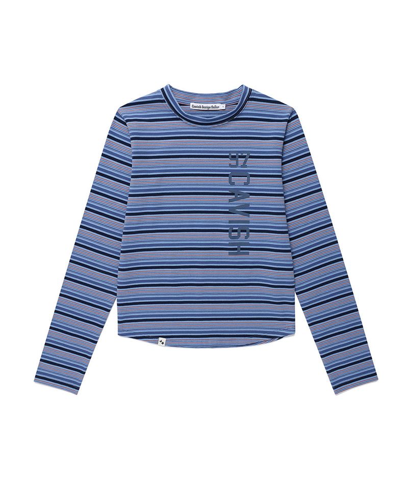 GRANOLA STRIPED LS TEE BLUE(CV2GFFT555A)