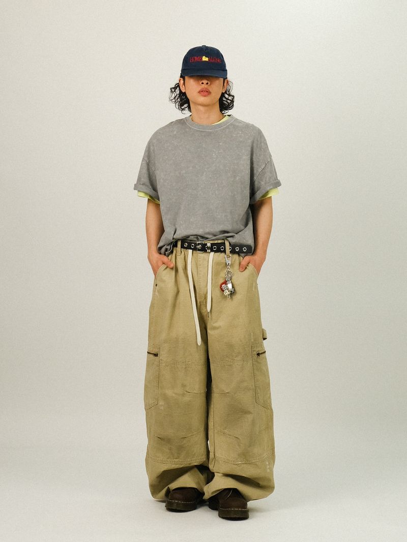 AP WORK DAMAGE COTTON WIDE PANTS