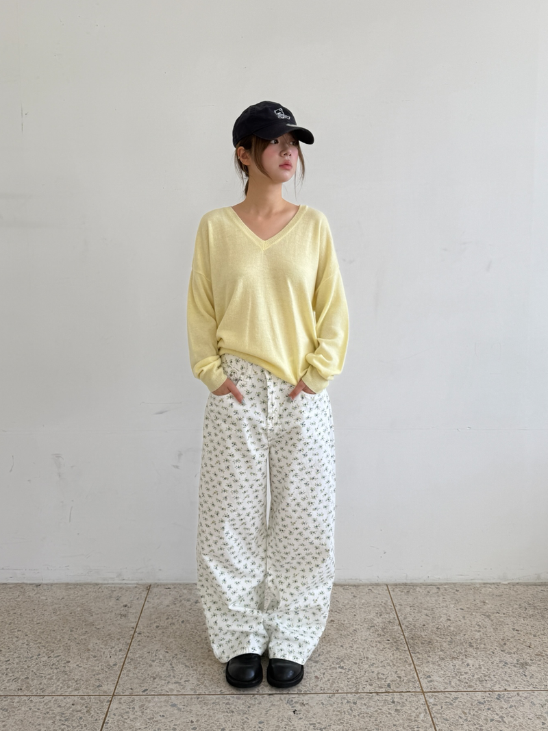 v neck loose knit top