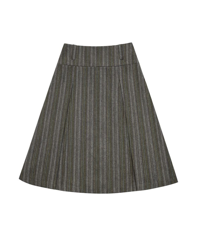 PLEATED PATTERN MIDI SK KHAKI GREY