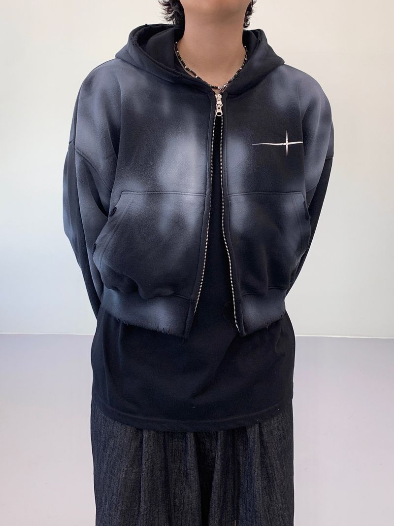Unisex Tie Dye Over Hooded Zip-Up 2C