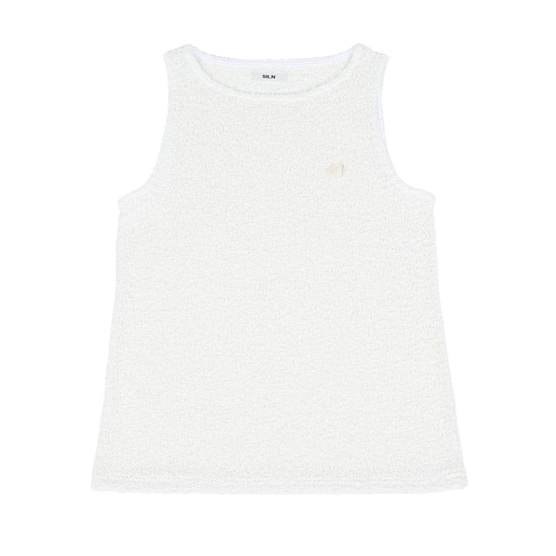 Boat neck boucle knit sleeveless (IVORY)