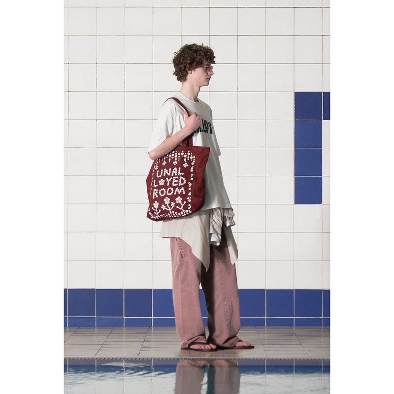 BUTTON LOGO ECO BAG / BURGUNDY