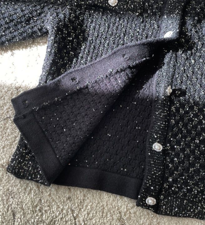 Nemu Spangle Pearl Knit Jacket Cardigan