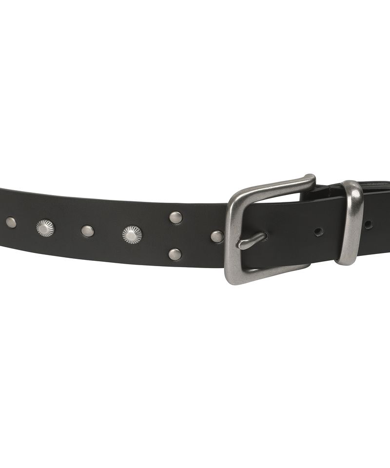 Leather Stud Eyelet Belt - BLACK