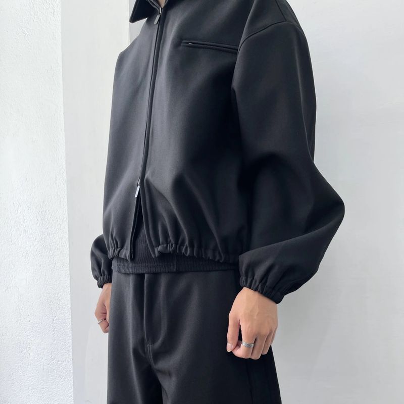 クロップド ジップ カラー ジャケット