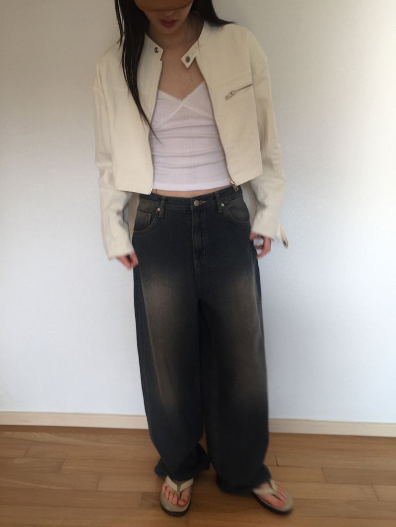 Touch denim wide long pants (2 colors)