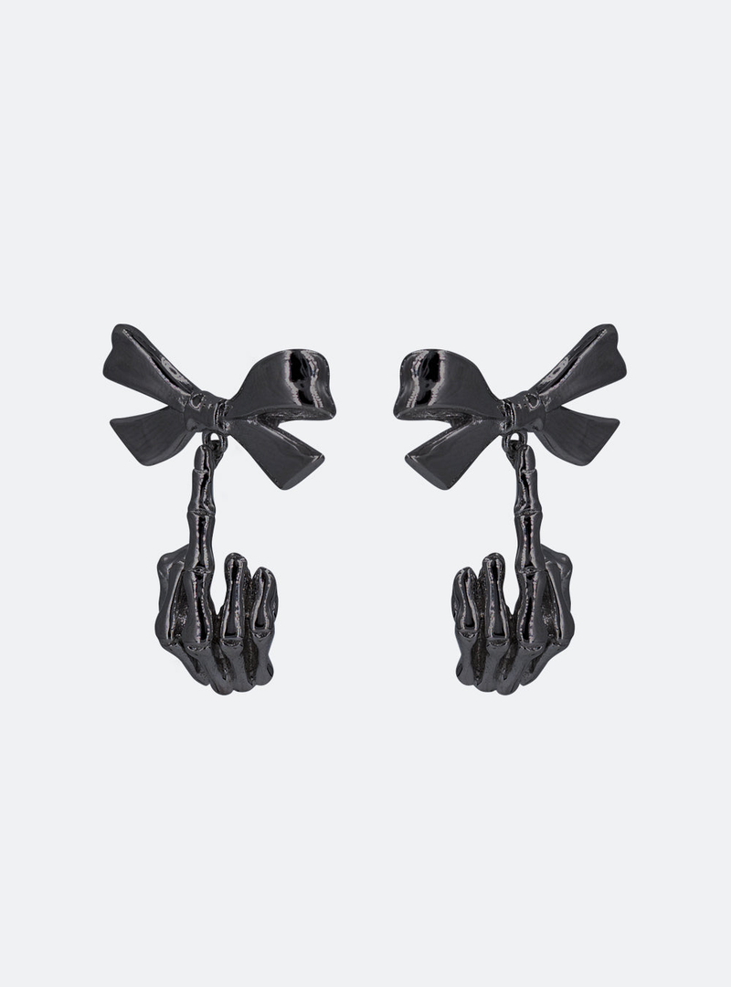 MIDNIGHTFACTORY（ミッドナイトファクトリー）の「リボンダブルスケルトンミドルフィンガーピアス (黒)（アクセサリー）」